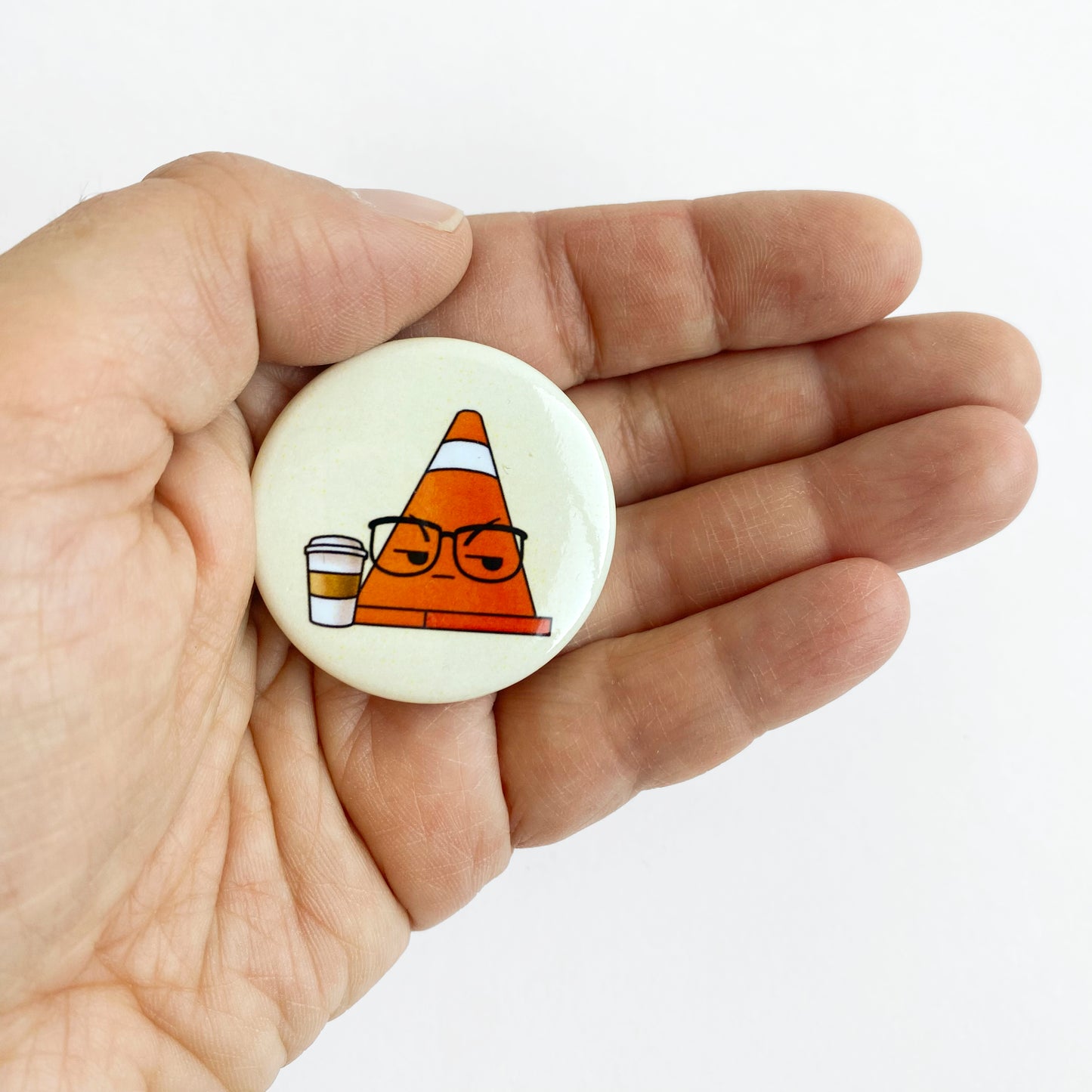 Gerald with coffee 1.5" round button