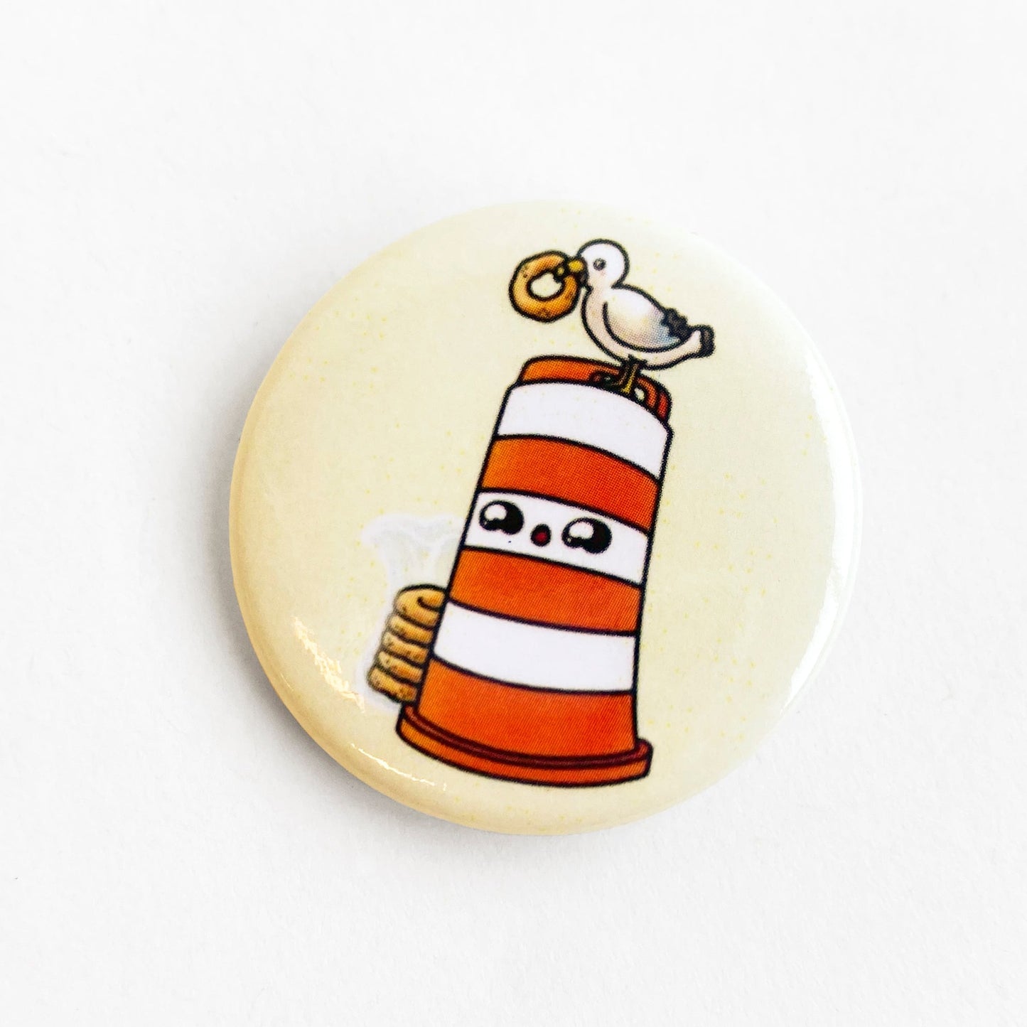 Ponto with bagel and seagull 1.5" round button