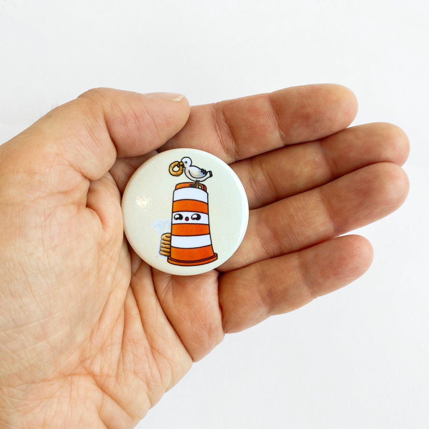Ponto with bagel and seagull 1.5" round button