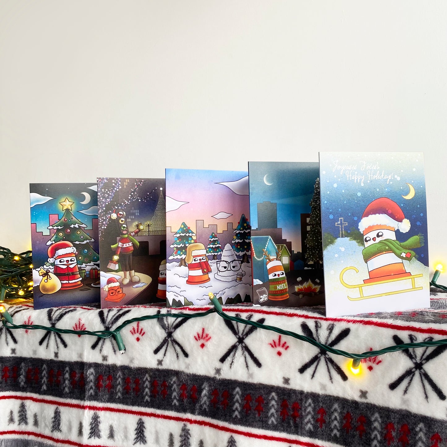 5 pack Holiday greeting cards