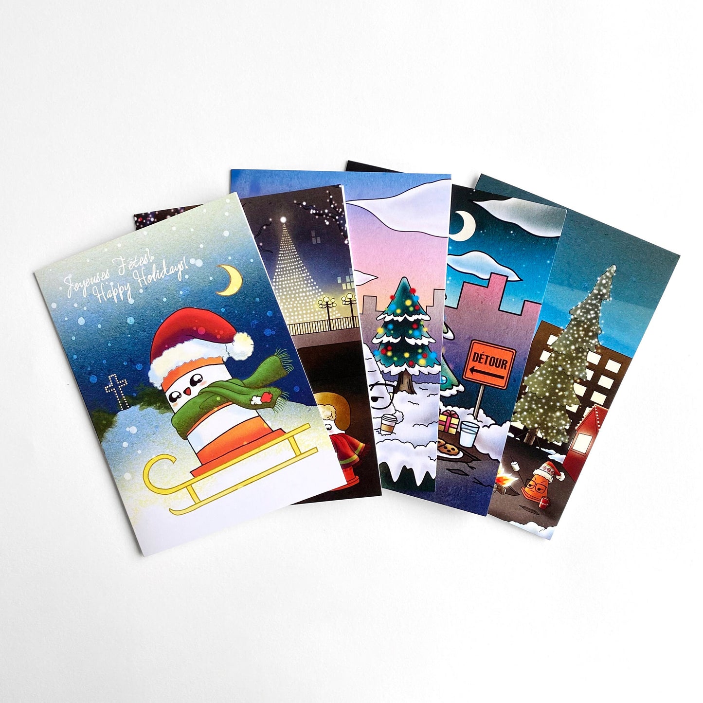 5 pack Holiday greeting cards