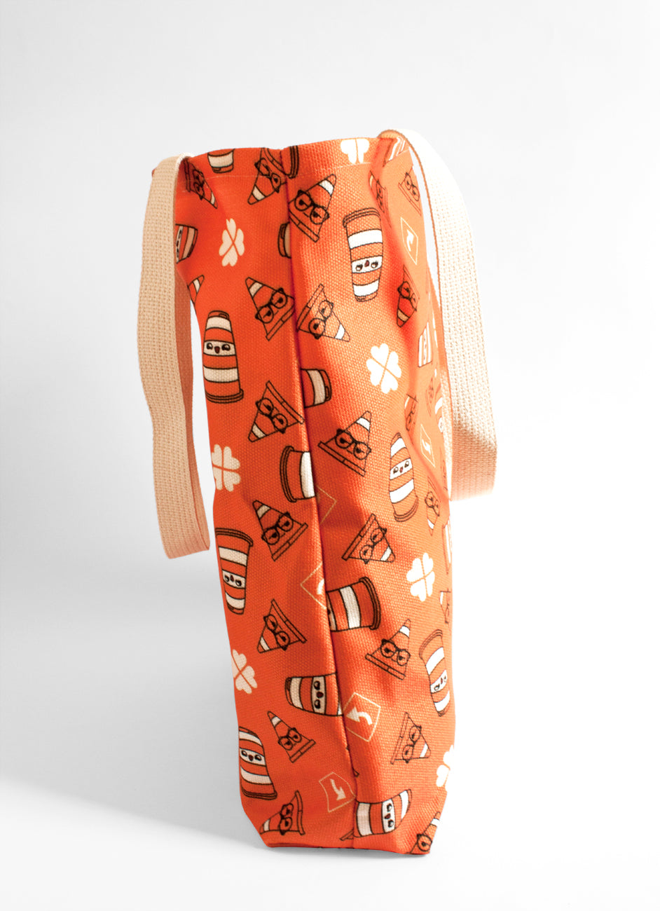 Construction pattern tote bag