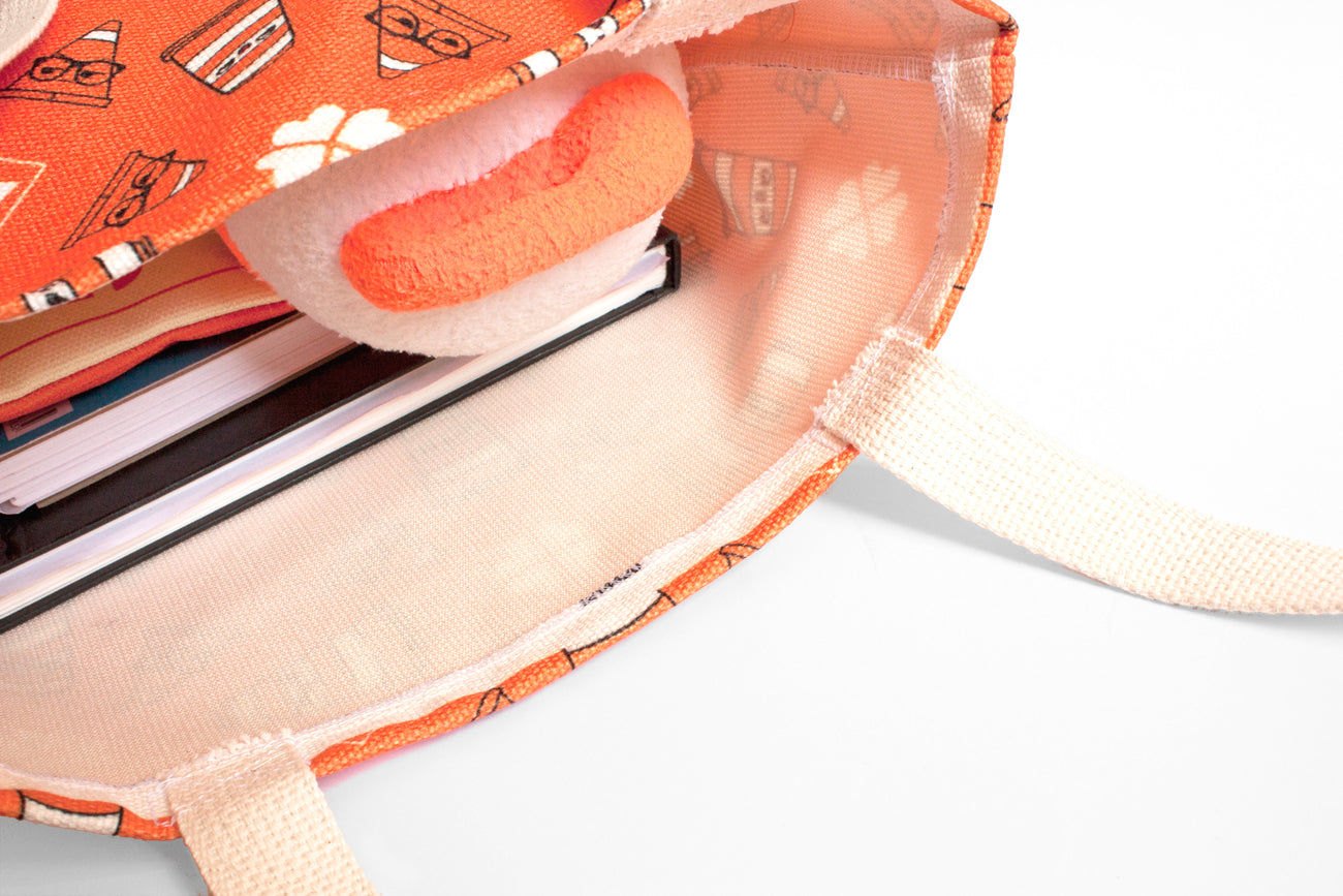 Construction pattern tote bag