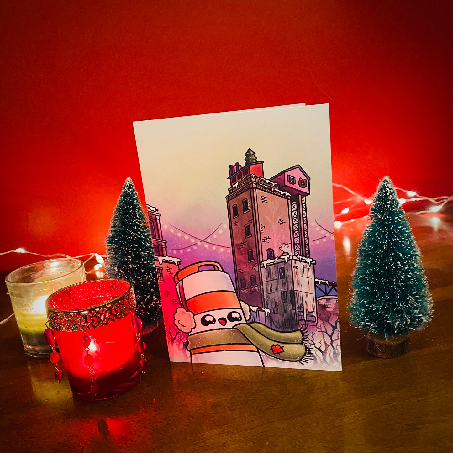 Pink House Holiday greeting card