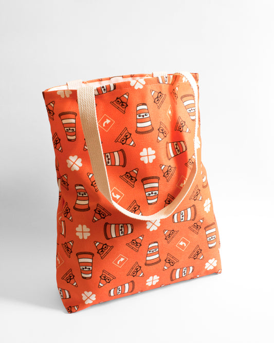 Construction pattern tote bag